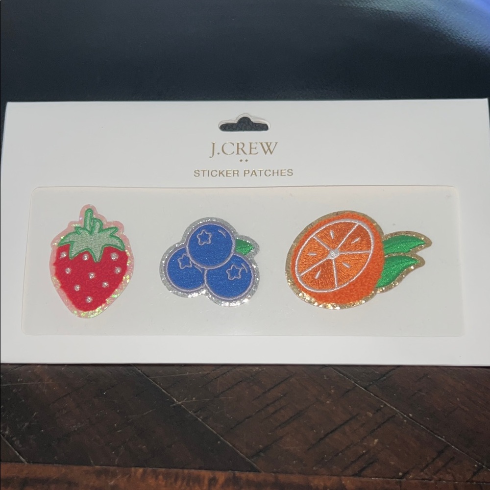 J. Crew  Fruit Sticker Patches - Red, Blue, Orange